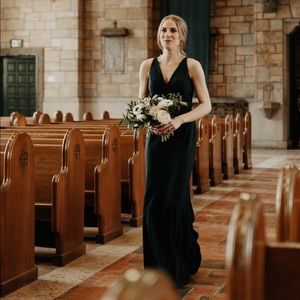 Dark Emerald BHLDN Crepe Dress